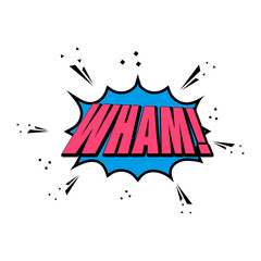 Wham expression sign at comic speech bubble icon