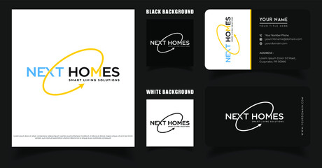 Fototapeta premium Home Solutions Service Company Logo, Next Home Real Estate Installation Service Inspiration Vector Logo With Business card Template