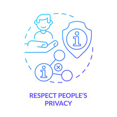 Respect people privacy blue gradient concept icon. Internet communication. Netiquette rule abstract idea thin line illustration. Isolated outline drawing. Myriad Pro-Bold font used