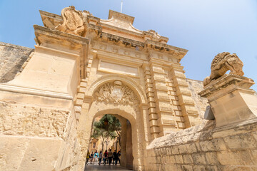 Old sandstone entry gate to the excapital of Malta, known also from "Game of Thrones".