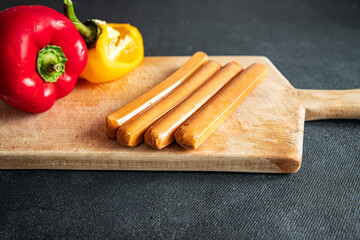 sausages wax no meat seitan vegetable meat convenience food fast food fresh healthy meal snack on the table copy space food background keto or paleo diet veggie vegan or vegetarian food