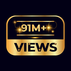 91M views celebration design. 91 million Views Vector.views sticker for Social Network friends or followers, like