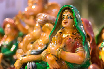 KOLKATA, WEST BENGAL , INDIA - NOVEMBER 23RD 2014 : Terracotta dolls, artworks of handicraft, on...