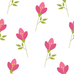 Floral seamless pattern. Beautiful flowers on a white background. Print with small pink flowers. Spring bouquet. Vector graphic.	