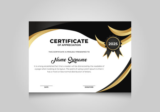 Luxury Certificate Template. Certificate Of Appreciation, Achievement, Award, Diploma vector template.