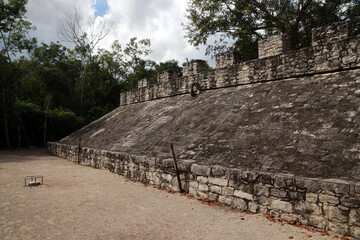 Fototapeta na wymiar Ball Court in Coba Archeological Area, Yucatan Peninsula, Mexico