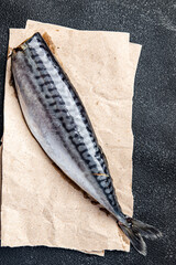 fresh mackerel fish seafood meal food diet snack on the table copy space food background