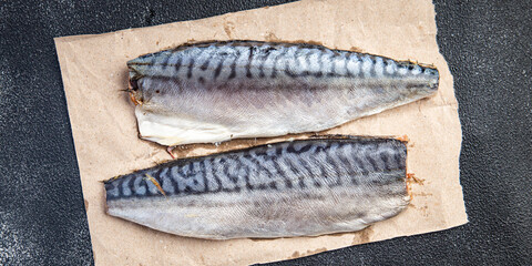 fresh mackerel fish seafood meal food diet snack on the table copy space food background