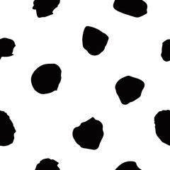 Black and white cow animal coat seamless pattern. 
