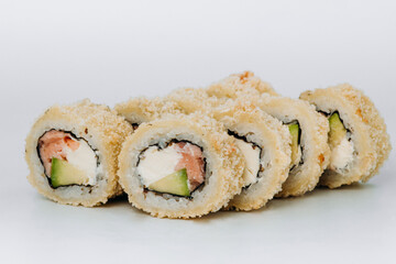 sushi rolls fish on a white background. restaurant menu