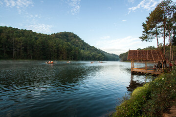 Pang Oung Lake in Mae Hong Son Province, Northern Thailand - obrazy, fototapety, plakaty