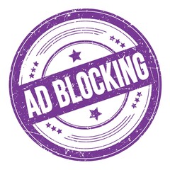 AD BLOCKING text on violet indigo round grungy stamp.