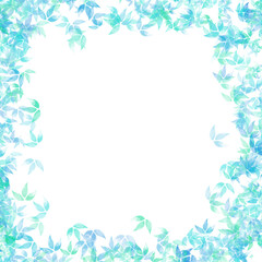 Watercolor leafy background. Frame from leaves.