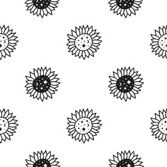 Seamless pattern with celestial sunflowers.