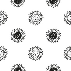 Seamless pattern with celestial sunflowers.