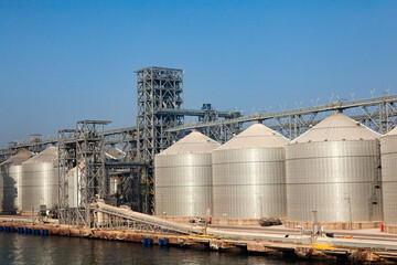 Grain storage terminal in the seaport of Constanta Romania.