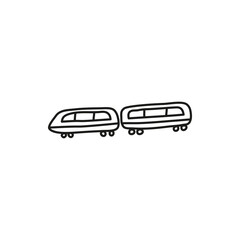 Doodle modern speed train icon.