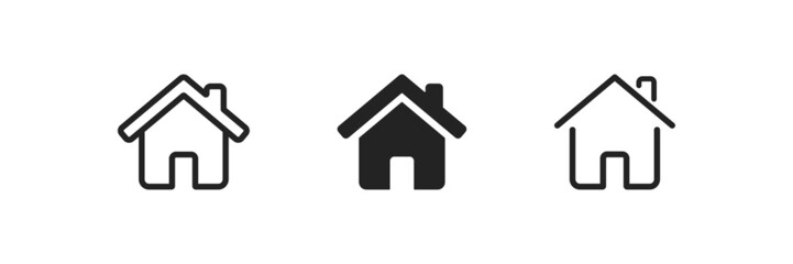 Linear, black, simple house vector icon. Flat home symbol. Simple building illustration.
