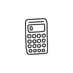 Doodle outline electronic calculator icon.