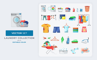 Fototapeta na wymiar Laundry component collections. Dirty and clean clothes flat vector illustrations set. Pile of washed clothing, apparel with stains in basket. Dirty t shirt, ironing clothes, hangers, socks, soap set.