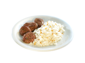 Traditional Turkish meatballs and pilaf