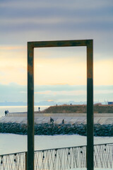 evening landscape at sea through the frame