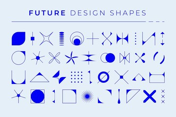Geometric brutalist shapes. Simple primitive bold forms for poster art, abstract swiss decorative figures. Vector design