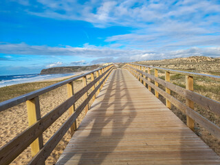 boardwalk through the sand dunes