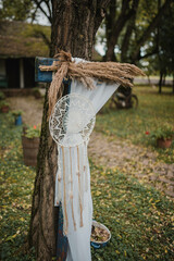 Beautiful wedding arch with flowers.