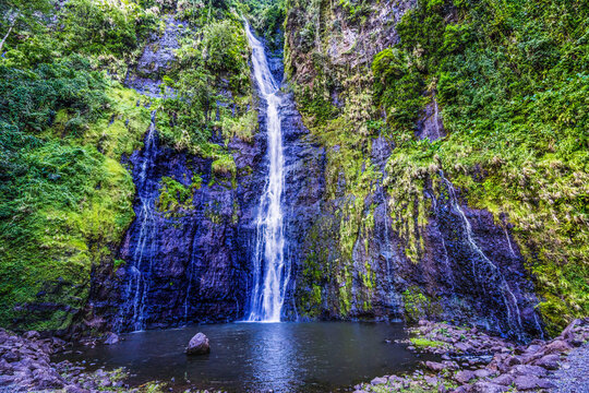 Colorful Faarumai Waterfalls Mountain Tahiti Island