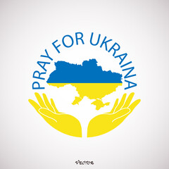 Pray for peace Ukraine. Prayer for peace in UkraineVector flat illustration on white background concept of Praying, mourning, humanity. No war.