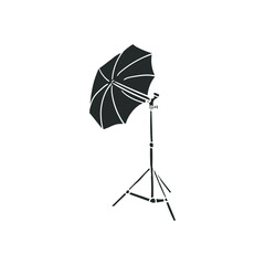 Umbrella Flash Icon Silhouette Illustration. Photography Light Vector Graphic Pictogram Symbol Clip Art. Doodle Sketch Black Sign.