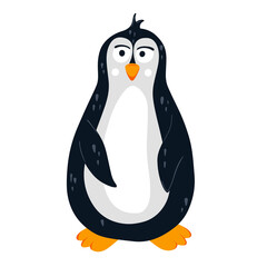 Illustration of cute penguin on white background vector illustration cartoon flat style