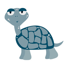 Illustration of a cute sea turtle on a white background vector illustration cartoon flat style