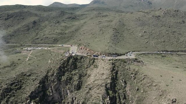 Aerial images of the cross of the condor Cabanaconde, Arequipa Peru