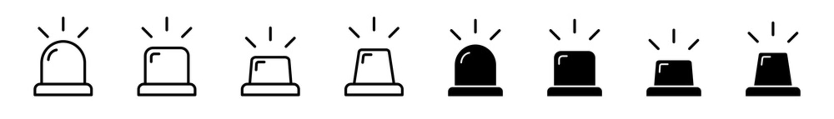 Siren flasher icon set. Alarm signal sign. Alarm police siren icon - obrazy, fototapety, plakaty