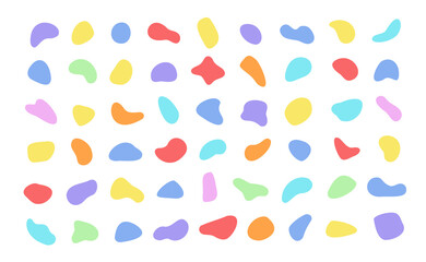 Geometric abstract flowing shapes templates. Vector Dynamical forms collection for your design. Colorful bright simple hand-drawn frame silhouettes