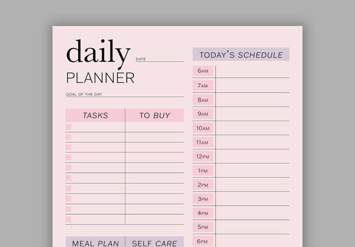 Pink Daily Planner Layout