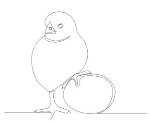 chicken and egg drawing in one continuous line, isolated, vector
