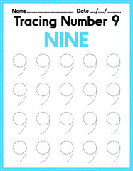 Back To School Number Tracing For Kids Beginning Math Worksheet For Preschool Kids Activity Sheet Pre K Kindergarten
