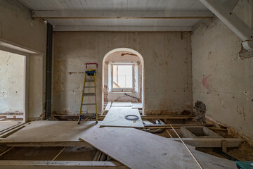 An old abandoned building being prepared for renovation 