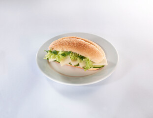 Cheese sandwich with cucumber and fresh greens