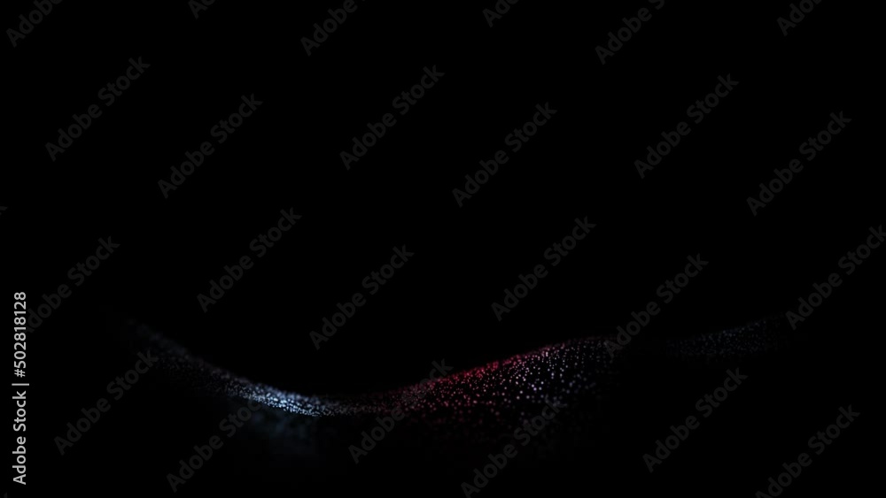 Wall mural smooth slow motion moving blue red dotted wavy detailed lines on dark black copy space background se