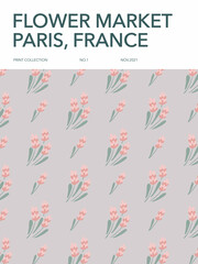 Obraz premium Flower market poster with meadow flowers. Printable wall art. Vector illustration.