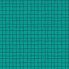 Seamless checkered repeating pattern with hand drawn checks. Green plaid background for wrapping paper, surface design and other design projects