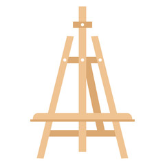 Small wooden easel isolated on a white background. Art supplies.
