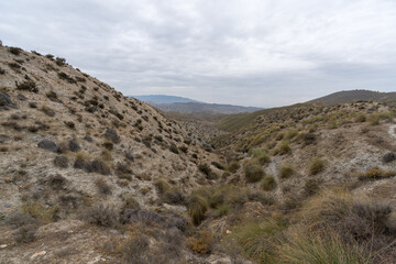 arid landscape of the desert of Tabernas in Almeria (Spain)