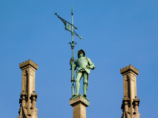 Panoramic view on the Munich skyline at sunset in Bavaria, Germany, central Europe