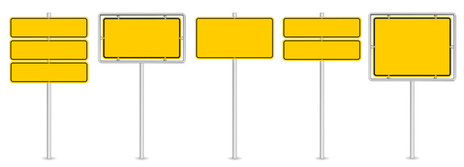 vector illustration of yellow road sign set isolated on white background © agrus