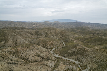 Fototapeta na wymiar arid landscape of the desert of Tabernas in Almeria (Spain)